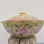 yellow nyonya soup bowl chinese wedding ware / food serving jar porcelain peonies