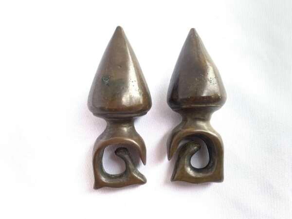 EXTREME EAR WEIGHT 380g ANTIQUE EARRING PAIR Dayak Tribe Ornament Brass Jewelry