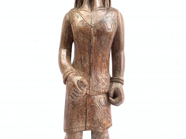 DAYAK FEMALE WARRIOR FIGURE Statue Sculpture Image Icon Borneo Headhunter Women