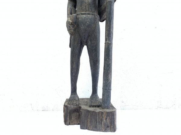 MASSIVE 840mm DAYAK WARRIOR and SPEAR Antique Sculpture Artifact Borneo Headhunter