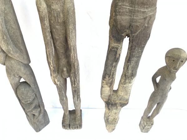 FOUR ERODED 400-880mm STATUE Patung Kebahan Dayak Primitive Art Figure AUTHENTIC