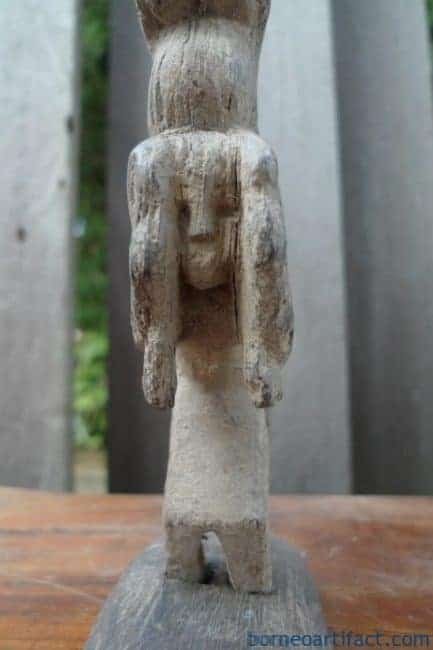 THREE MAN RITUAL POLE Dayak Bahau Guardian Figure Icon Sculpture Artifact Borneo