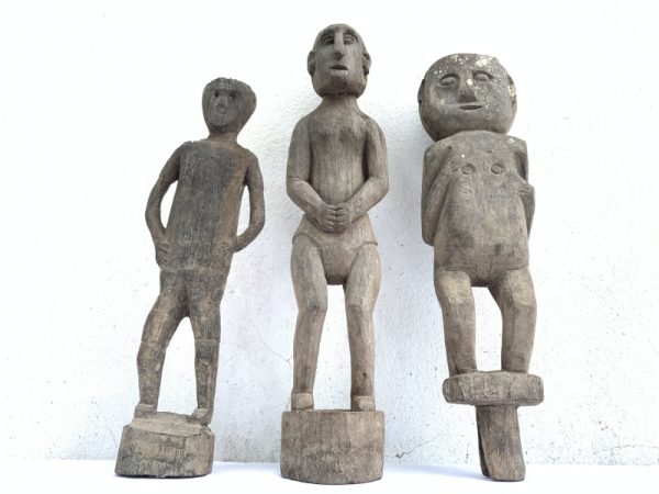 PADDY GUARDIAN 410-480mm ANTIQUE STATUE Authentic Dayak Tribal Figure Sculpture