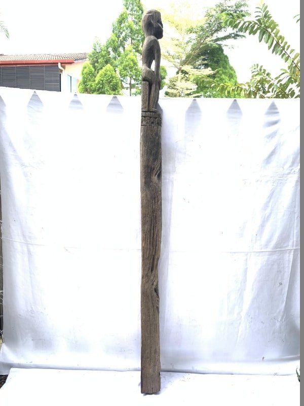 KRAMEN 1810mm POLE WARRIOR STATUE Eroded Dayak Dyak Primitive Figure AUTHENTIC