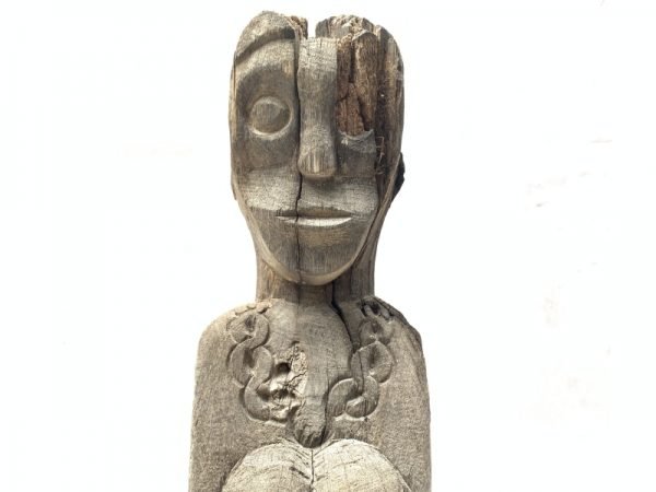 FEMALE FERTILITY GUARDIAN 1140mm POLE STATUE Aged Asian Sculpture Figure Borneo