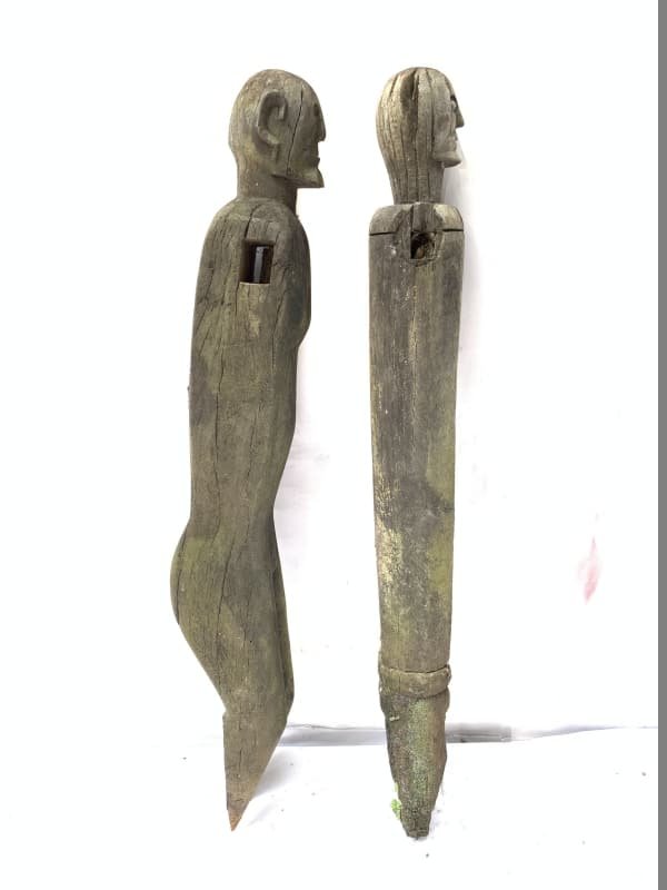 MALE FEMALE GUARDIAN 610-620mm STATUE Dayak Sculpture Antique Figure IRONWOOD