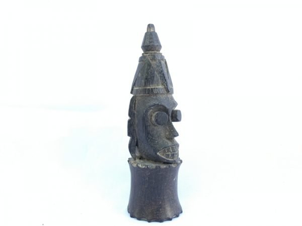 DAYAK BAHAU 125mm/4.9″ HEAD Miniature Sculpture Statue Old Carving Asia Artifact