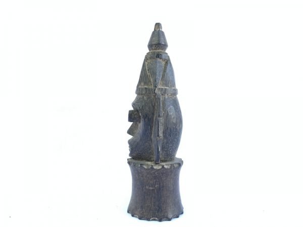 DAYAK BAHAU 125mm/4.9″ HEAD Miniature Sculpture Statue Old Carving Asia Artifact