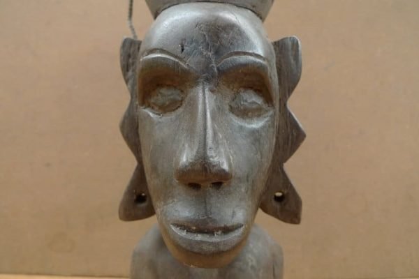 DAYAK BAHAU & JAR 10.6 Authentic Aged Statue Sculpture Primitive Figure Borneo