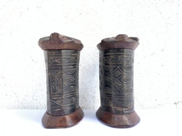 CATTLE HORN One Pair 120mm TORAJA JEWELLERY BOX CONTAINER Ancestral Figure Statue