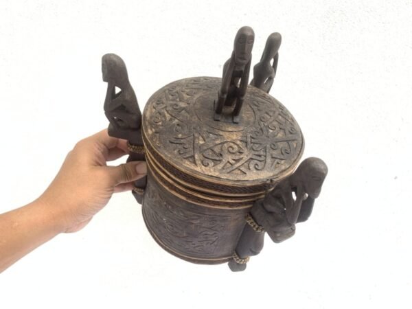 4.) DAYAK CHAMBER 280mm LUPONG DAYAK Medicine Box Statue Asia Artifact indonesia