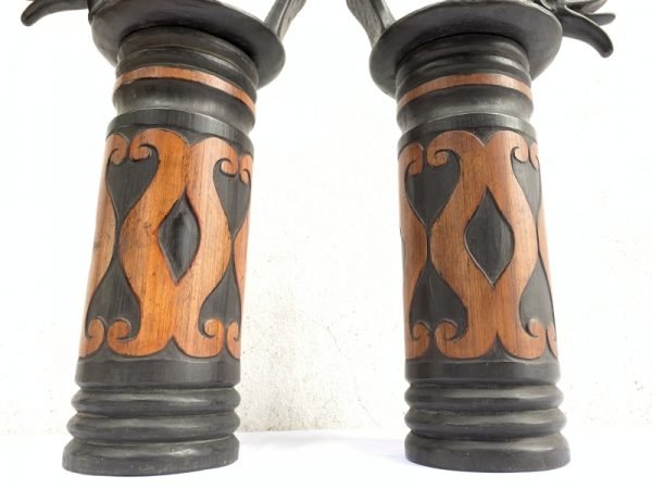 ONE PAIR NIAS BAMBOO Giant Bottle 425mm Container Carrier Jewel Box Sculpture Artifact