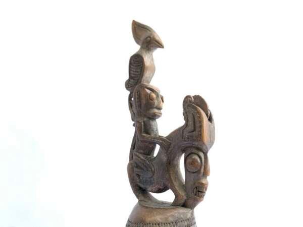 Cultural Ornament 350mm Medicine Chamber Batak Tribe Container Bottle Box Statue Sculpture
