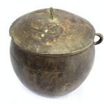 ANTIQUE RICE POT 170mm Borneo Brass Artifact Tribal Asia Native Cooker Cauldron