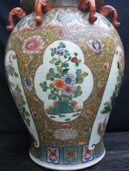 MASSIVE HUMAN SIZE 820mm Covered Pot Ginger Jar Dragon and Phoenix Vase Pottery peranakan home decor