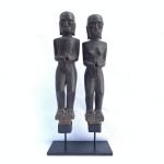 BATAK COUPLE 210mm ARTIFACT Ancestral Facial Sculpture Tribal Fertility Statue Indonesia