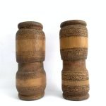 BATAK CONTAINER 145mm (1 Pair) BAMBOO Betel Powder Nut Tribal Box Figure Traditional Native Asia