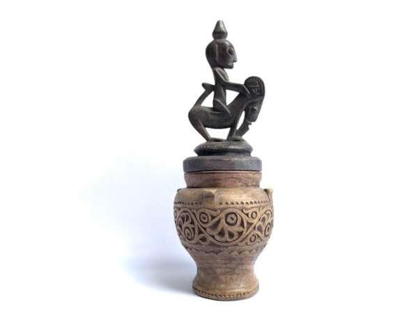 Tribal Box 230mm Betel Nut Powder Jewel Jewelry Medicine Figure Figurine Statue Sculpture