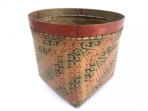 OLD BASKET EXTRA LARGE 320mm Old Tribal Borneo Seed/ Wedding Basket Dayak Weaving Fiber Art