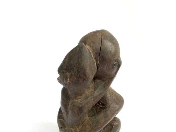 Sculpture 250mm Borneo Figurine Dayak Bahau Human Statue Tribal Figure Father And Child