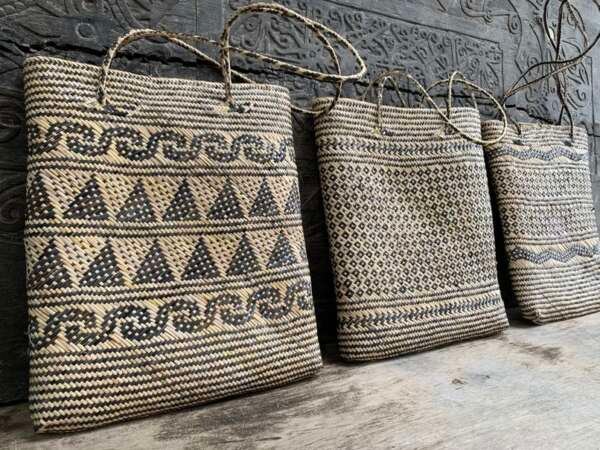 Handmade Bag (3 Pieces) Shoulder Bag Weaving Basket Tote Handbag Traditional Rattan Fiber Art