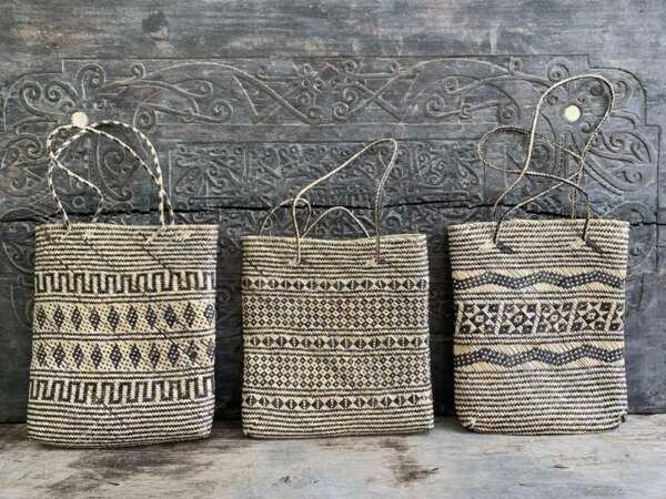 Traditional Bag (3 Pieces) Shoulder Bag Weaving Basket Tote Handmade Handbag Rattan Fiber Art