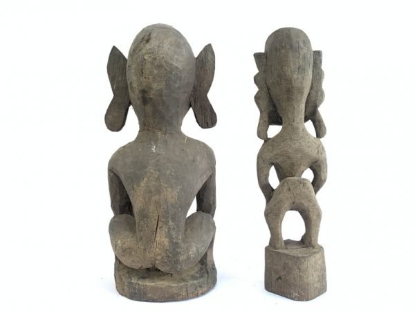 DAYAK BAHAU 350mm One Pair Ironwood Borneo Traditional Sculpture Statue Figure Tribal Tribe
