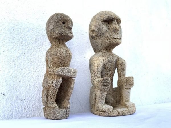 SEADAYAKFIGURE(Pair)CORALSTATUEHampatongFigurineAsiaSculptureBorneo