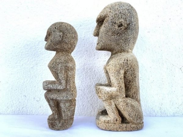 SEADAYAKFIGURE(Pair)CORALSTATUEHampatongFigurineAsiaSculptureBorneo