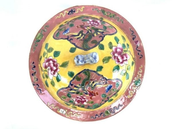 EXTREMELY RARE SHAPE 250mm Nyonya Kamcheng Peranakan Covered Jar Porcelain Ceramic Bowl Box Chinese Asia