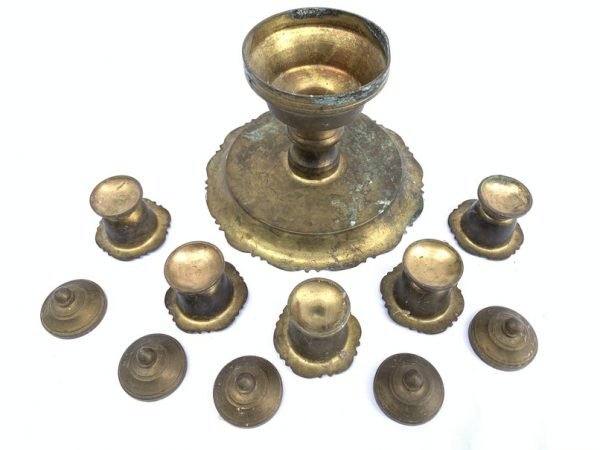 5 in 1 areca nut Container Set (Brass Authentic Vintage Old Asia Box Jewelry)