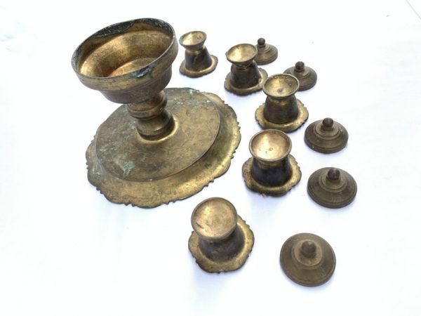 5 in 1 areca nut Container Set (Brass Authentic Vintage Old Asia Box Jewelry)