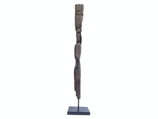 Weathered Wood Artifact (810mm On Stand) 200 years Antique Effigy Statue Cultural Figurine