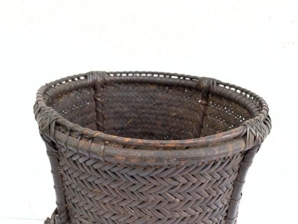 Forest Basket 320mm Antique Fiber Art Bakul Tambok Weaving Woven Art Dayak Borneo