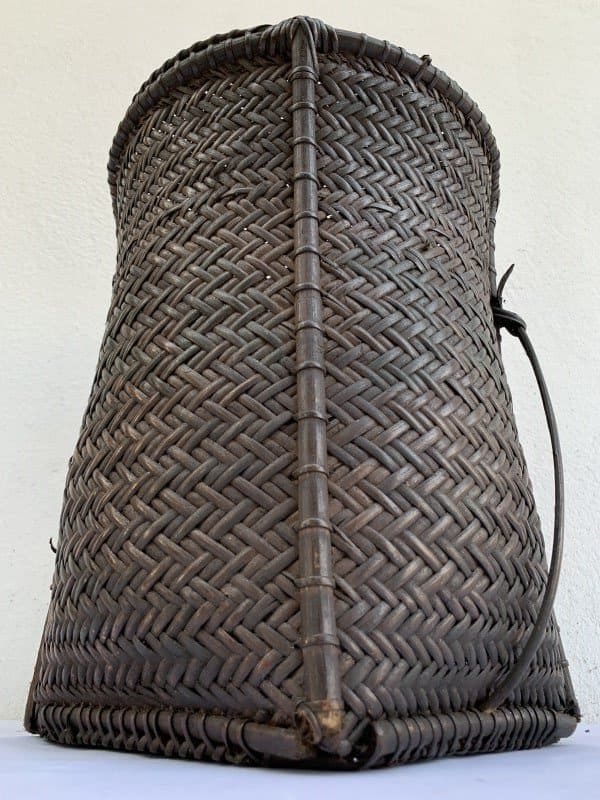 Forest Basket 320mm Antique Fiber Art Bakul Tambok Weaving Woven Art Dayak Borneo