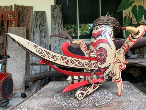 Ritual Mask 530mm Old Dancing Masque Dayak Bahau Hudog Face Statue Tribal Figurine Asia