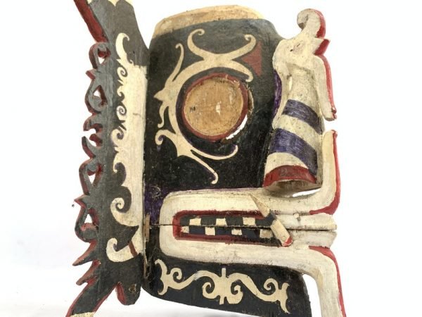 ANTIQUE 440mm BORNEO WOODEN MASK Old Dayak Modang Statue Sculpture Wall Deco Painting Tribal Art Asia