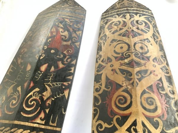 PAINTED ARMOR (1 pair) SHIELD Borneo Hand Painted Tribal Artwork Painting Animal & Myth