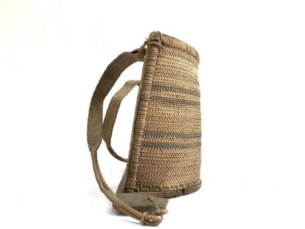 BORNEO CHILD CARRIER 350mm Old Traditional Baby Backpack Rattan Weaving Fiber Art