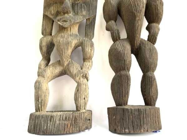 House Guardian Statue 660 & 840mm One Pair Dayak Modang Borneo Figure Figurine Ironwood Sculpture