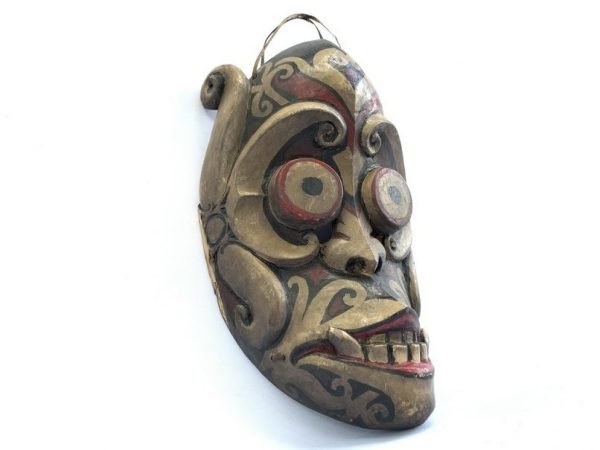 OLD BORNEO MASK 330mm Dayak Bahau Dancing Hudog Masque Tribal Wooden Artifact Sculpture Asia