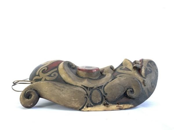 OLD BORNEO MASK 330mm Dayak Bahau Dancing Hudog Masque Tribal Wooden Artifact Sculpture Asia
