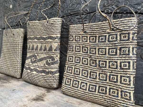 Borneo Fiber Art Shoulder Bag Weaving Basket Tote Handbag Traditional Rattan Product