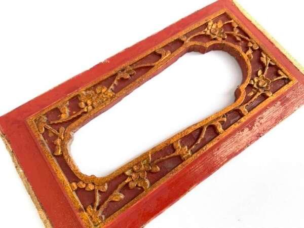 ANTIQUE FRAME (1 Pair) Chinese Mirror Panel Wood Carving Wall Deco Sculpture Painting