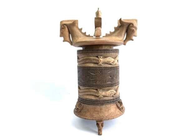 Indonesian Box 350mm Tribal Container Covered Jar Oceanic Art Statue Sculpture Box Jewelry