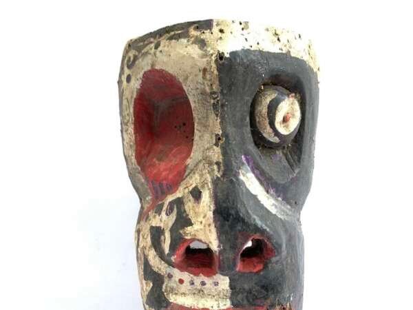 War Mask 390mm Enemy Trophy Headhunting Headhunter Dayak Tribe Borneo Antique Wall Sculpture Figurine