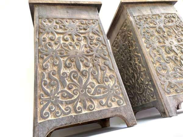 Vintage Stool 600mm One Pair Old Chair Bench Furniture Table Wooden Stand Tribal Borneo