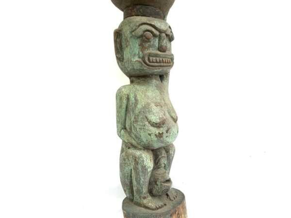 Mother Child Statue 970mm Giant Pregnant Figure Figurine Tribal Sculpture Dayak Headhunter Borneo