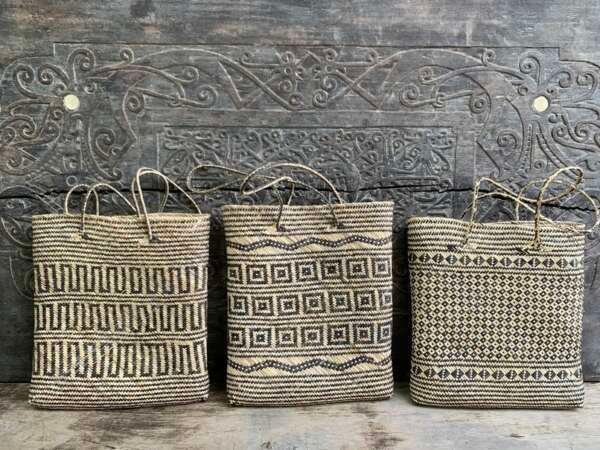 Fiber Art Handbag (3 Pieces) Shoulder Bag Weaving Basket Tote Fashion Traditional Rattan
