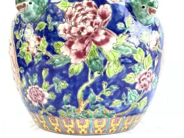 BLUE GIANT 6.9kg KAMCHENG RARE BLUE and PINK Nyonya Ware Covered Jar Porcelain Pot